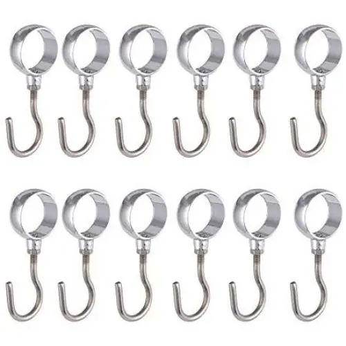 Rannb 22.5mm/0.88" Inner Dia Stainless Steel Wardrobe Tube Rod Adjustable Clothes Coat Hooks Hangers -Pack of 12 (22.5mm/0.88")