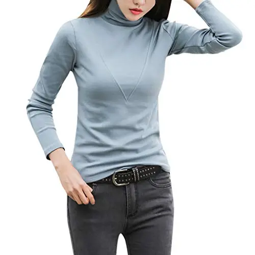 Toimothcn Womens Cotton Sweater Tops Blouse Long Sleeve Turtleneck Stretch Casual Bottoming Top Toimothcn Womens Cotton Sweater Tops Blouse Long Sleeve Turtleneck Stretch Casual Bottoming Top