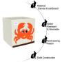 PICCOCASA Foldable Toy Storage Bins Square Cartoon Animal Storage Boxes Eco-Friendly Fabric Storage Cubes Organizer for Bedroom Playroom No Lid Red Crab Pattern 13