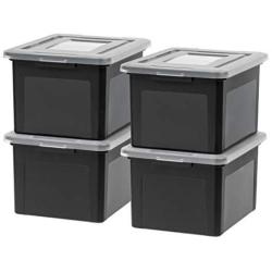 IRIS USA, Inc. FB-21EE Letter and Legal Size File Box, Medium, Black, 4 Pack