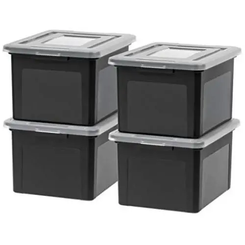 IRIS USA, Inc. FB-21EE Letter and Legal Size File Box, Medium, Black, 4 Pack IRIS USA, Inc. FB-21EE Letter and Legal Size File Box, Medium, Black, 4 Pack