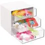 mDesign Plastic Accessory 3 Drawer Cube Boxes Storage Organizer Station for Baby/Kids Bedroom, Changing Table, Nursery or Playroom - Organization for Diaper Creams, Ointments, Supplies - White/Clear