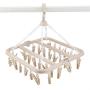 Qiterr Folding Clothes Hanger,Underwear Drying Rack Foldable Rotating Plastic Windproof Multi-Function Drying Rack Non-Slip Clothes Hook(Beige)