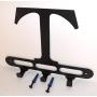 Capital Letter T Monogram Wall Hook Hanger. Satin Black. Solid Steel. Screws Included.