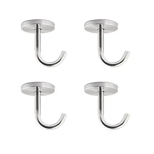 FYRONDY Stainless Steel Screws Mount Ceiling Hooks, coat Hanger (2 INCH , 4 PACK)