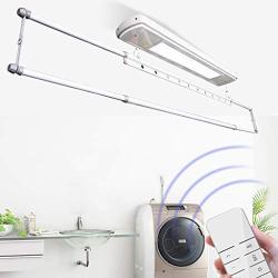Drying Racks ROMX Ceiling Mounted Clothes, Home Retractable Clothes Rack - Wall Mounted Folding Clothes Hanger, Vertical Folding Laundry, Remote Control Lift, LED
