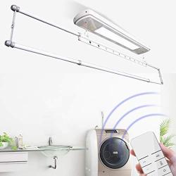 Drying Racks ROMX Ceiling Mounted Clothes, Home Retractable Clothes Rack - Wall Mounted Folding Clothes Hanger, Vertical Folding Laundry, Remote Control Lift, LED