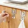 acction 2Pcs/Set Stainless Steel Hook, Home Decoration Kitchen Hanger Clothes Storage Rack Tool New Lovers Shaped Hooks