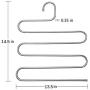 NewShimer S Shaped 5 Tier Pants Hangers Stainless Steel Clothes Hangers Closet Organizer for Scarf, Leggings,Jeans,Towels, Shower (4-Pieces)