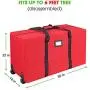 Primode Holiday Rolling Tree Storage Bag, Large Heavy Duty Storage Container, 22" Height X 16" Wide X 50" Long with 2 Wheels and Handles Fits Up to 6 Foot Tall Disassembled Tree (Red)