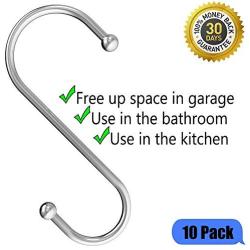 RE-Style S Hooks Kitchen Pot Racks- Hooks 4 inch, Metal+Chrome hook hanger clothes storage rack, Hangers for Kitchen, Bathroom, Garage. Heavy Duty S Shaped 10 Pack