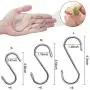 18 Pack S Shaped Hooks, Heavy Duty Stainless Steel S Hooks, Hangers Hanging Hooks for Hanging Pots and Pans,Towels,Clothes,Plants in Home Kitchen Bathroom Bedroom Garden, (2.8'',3.5'',4.3'',Each 6 Pack)