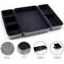 Welaxy Office Supplies Drawer Organizers Shallow Trays Storage Bins Drawers dividers Storage bin, Pack -8 (Navy)
