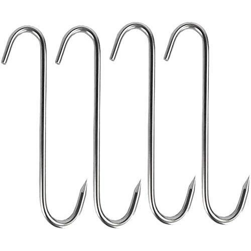 Sinrextraonry 8 Inch Meat Hooks S-Hook Stainless Steel Meat Processing Butcher Hook Pot Hooks