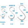 KINMAX 18PCS 3Size S Hooks,Heavy Duty Stainless Steel S Shape Hanging Hooks for Office Kitchen Pots and Pans Bathroom Bedroom Durable Utility Hook Hangers for Hanging Clothes
