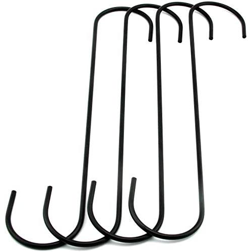Batino 6pcs 10'' S Shaped Hook Heavy Duty S Type Hanging Hooks for Kitchenware Utensils,Wardrobe,Gardening Tools,Clothes Black