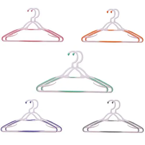 TQVAI 10 Pack Plastic Clothes Hangers Non Slip Heavy Duty Space Saving Notched Hangers - 5 Colors - Mint, Pink, Purple, Orange, Gray TQVAI 10 Pack Plastic Clothes Hangers Non Slip Heavy Duty Space Saving Notched Hangers - 5 Colors - Mint, Pink, Purple, Orange, Gray