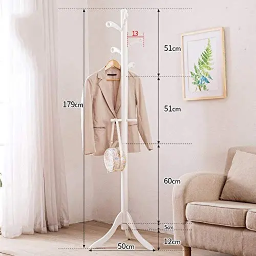 PLLP Wooden Household Hangers, Wall Hangers，Simple Solid Wood Floor Type Home Bedroom Hangers Simple Clothes Hanger Creative Storage Rack 5050179Cm，Wall Door Back Coat Rack