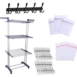 LIYOHENG Foldable 3 Tiers Clothes Airer Indoor Laundry Drying Rack Horse Garment Hanger