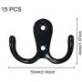 PietyDeko 15 Pieces Double Prong Robe Hook Cloth Hanger and 10 Pieces Heavy Duty Dual Coat Hooks Wall Mounted with Screws