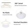 Non-Slip Velvet Clothes Hangers Premium Heavy Duty Space Saving with 360 Swivel &Rose Gold Hanger Hook for for Dress, Coats, Jackets, Pants, Shirts, Skirts (Pack of 50)