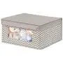 mDesign Soft Stackable Fabric Closet Storage Organizer Holder Boxes - Clear Window, Attached Lid, for Child/Kids Room, Nursery - Chevron Zig-Zag Print - Small, 4 Pack - Taupe/Natural mDesign Soft Stackable Fabric Closet Storage Organizer Holder Boxes - Clear Window, Attached Lid, for Child/Kids Room, Nursery - Chevron Zig-Zag Print - Small, 4 Pack - Taupe/Natural