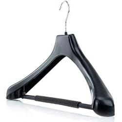 HANGERWORLD 5 Black 19.7inch Plastic Coat Clothes Garment Pant Skirt Bar Hangers 1.96inch Broad Shoulder Support