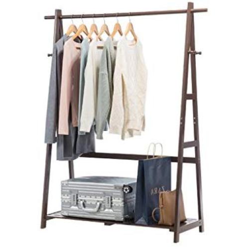 PeaceipUS Solid Wood Coat Rack Floor Style Simple Hangers Bedroom Living Room Wooden Clothes Racks Childrens Storage Rack (Color : Brown)