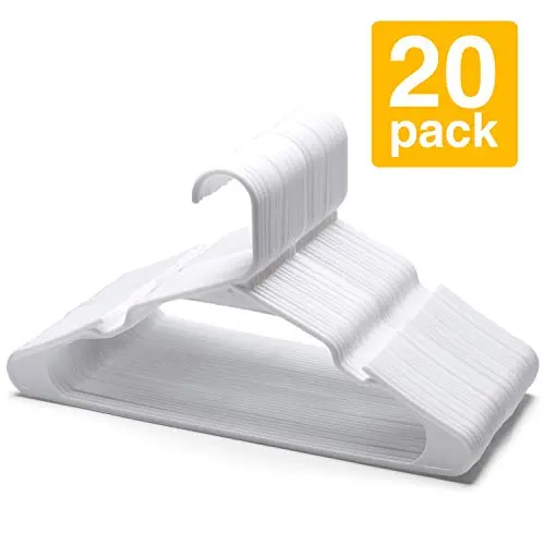 HOUSE DAY Plastic Hangers Plastic Clothes Hangers for Skirt Suit Coat, Standard Tubular Plastic Hanger for Clothes (20 Pack)