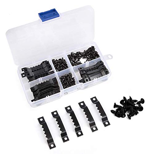 Sawtooth Picture Hangers Heavy Duty Black Oil Painting Picture Photo Frame Sawtooth Hanger with Screws(100 Pack)