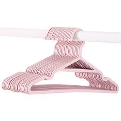 ruiycltd 5pcs Non-Slip Plastic Coat Pants Clothes Hanger Home Solid Color Groove Drying Rack - Pink