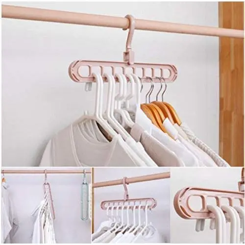 Multi-Function Space Saver Wonder Magic Clothes Hanger Closet Racks Organizer Wardrobe Coat Dress Hooks 10pcs Random Color