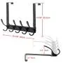 SKOLOO Over The Door Hook Rack, 5 Door Hanger Hooks for Clothes Towels Coat, Over The Door Coat Rack (Black)