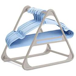 QELEG Standing Clothes Hanger Stacker Holder, Drying Rack Caddy Premium Grade PP for Tidier Laundry Room Closet Organizer, (Grey)