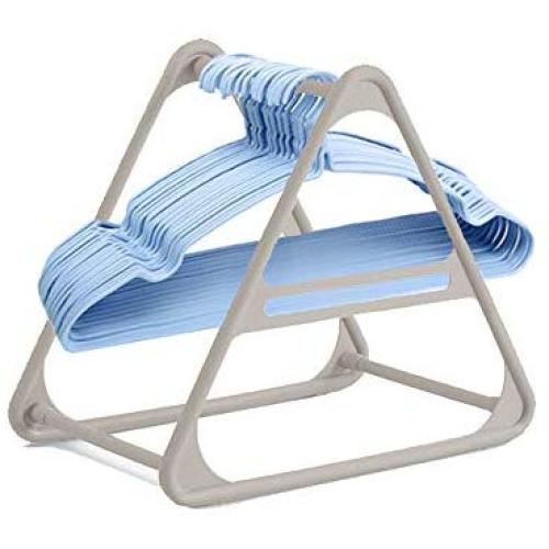 QELEG Standing Clothes Hanger Stacker Holder, Drying Rack Caddy Premium Grade PP for Tidier Laundry Room Closet Organizer, (Grey)