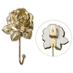 EleCharm Vintage Resin Rose Dress Heart Design Clothes Coat Wall Hook Hanger Curtain Holdbacks (Matte Gold)