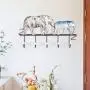 XMZFQ Coat Rack Wall Mounted, Decorative Clothes Belt Hanger and Hat Organizer, Entryway Dog Leash Hooks and Key Holder, Cartoon Elephant Pattern