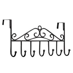 Youdepot Over The Door 7 Hanger Rack - Decorative Metal Hanger Holder for Home Office Use (Black)