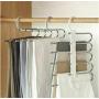 5PC Random Color Multi-Functional 5 in 1 Stainless Steel Wardrobe Magic Hanger Pants Rack Shelves Durable Room Clothes Hanger Decoration