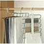 5PC Random Color Multi-Functional 5 in 1 Stainless Steel Wardrobe Magic Hanger Pants Rack Shelves Durable Room Clothes Hanger Decoration