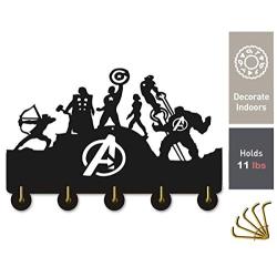 The Avengers Wall Hanger Key Holder Wall Hook Rails Triple Wall Art Clothing Hook Rack Hanger Wall Art Decoration Strong Adhesive Sticker Solid Wood Hooks A2