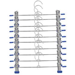 20 Pcs Stainless Steel Trouser Hanger Rack Coat Pants Skirt Hangers Clothes Stand Holder with 2 Adjustable Non-Slip Clips 28cm