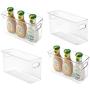 MoMA Kitchen Plastic Storage Organizer Bins (4 Packs) with Handles, Clear Container for Pantry, Cabinets, Shelves, Refrigerator, Freezer - 10" x 4" x 6" Deep - Food Safe, BPA Free