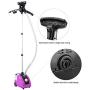 Garment Steamer, Heavy Duty Powerful 1500w Fast-Heating Standing Full Size Clothes Fabric Steamer with 11 Steam Levels, Fabric Brush, Garment Hanger, Retractable Pole for Home Office (Purple)