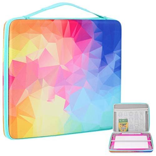 Hearoo Hard Travel Carrying Storage Case for Crayola Light-up Tracing Pad, Large Capacity for Tracing Pencil, Sheets and Other Accessories (Rainbow)