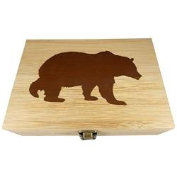 Bamboo Wood Hinged Cigar Storage Stash Boxes -8.5 x 6 x 2.5 Inches (Bear)