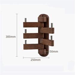 GCFBCL Solid Wood Swivel Coat Hooks Folding Swing Arm 5 Hat Hanger Rail Multi Foldable Arms Towel/Clothes Hanger for Hanging Coat, Belt, Keys, Headset, Etc. in The Home, Kitchen, Bathroom,Walnutcolor