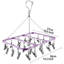 Bojly Drying Hanger Rack Foldable Clip and Laundry for Drying Clothes Socks Towels Lingerie Underwear Purple