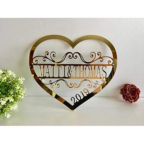 Personalized Valentine Wreath Door Hanger Sign Couples Names Wedding Gift Laser Cut Heart Love Decor Wall Hanging Monogrammed Signs Valentines Day Centerpiece Custom Family Name Established Year