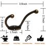 Heavy Duty Dual Coat Hooks 10 Pack Wall Mounted Hooks Metal Hooks Dual Robe Hook Rustic Hooks Retro Double Hooks Coat Hanger and Screws for Coat/Backpack/Bag/Towel/Key/Cap (Bronze 10 Pack)